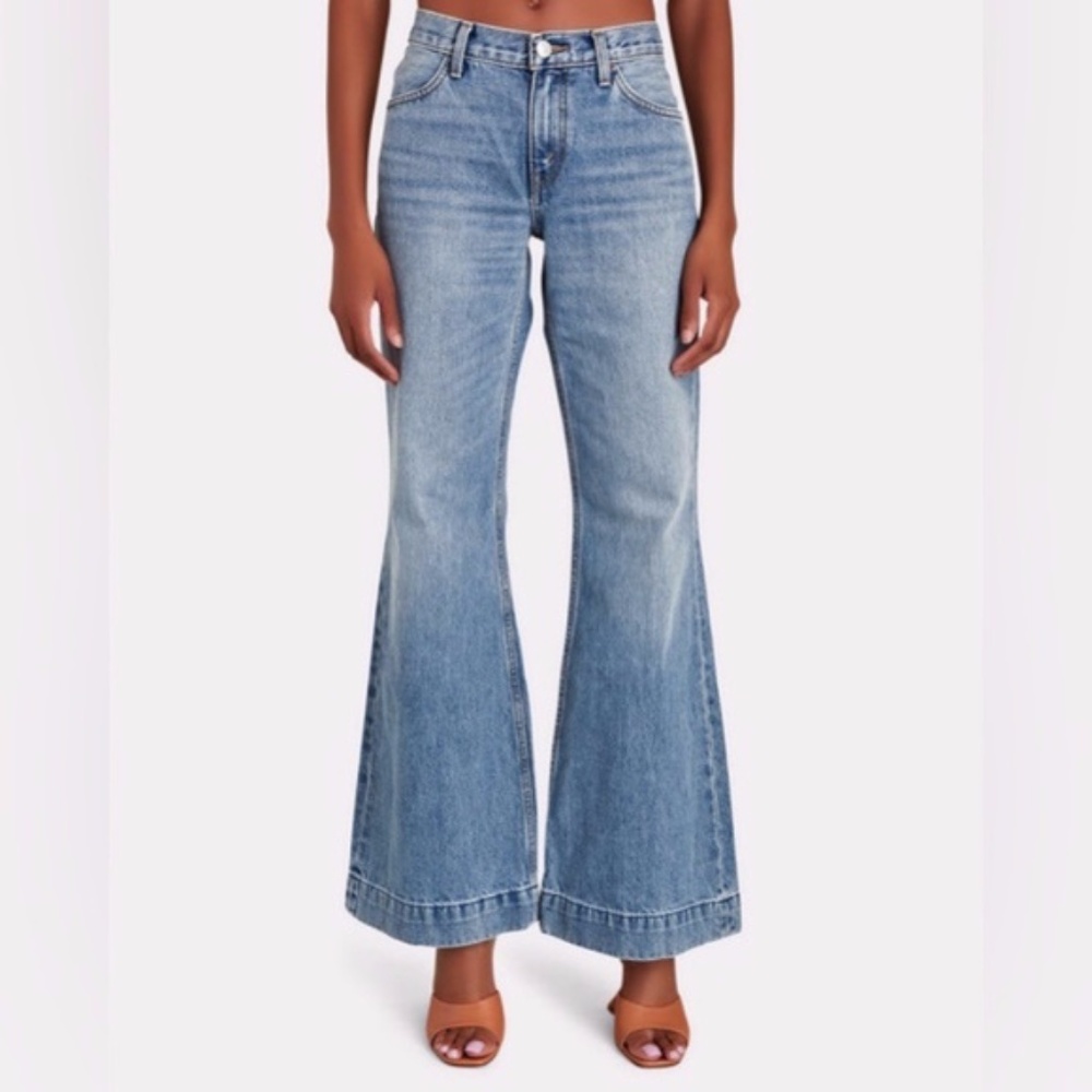 RE/DONE 70’s Low Rise Bell Bottom Jeans 32 NWT Flare Lake Blue Plus